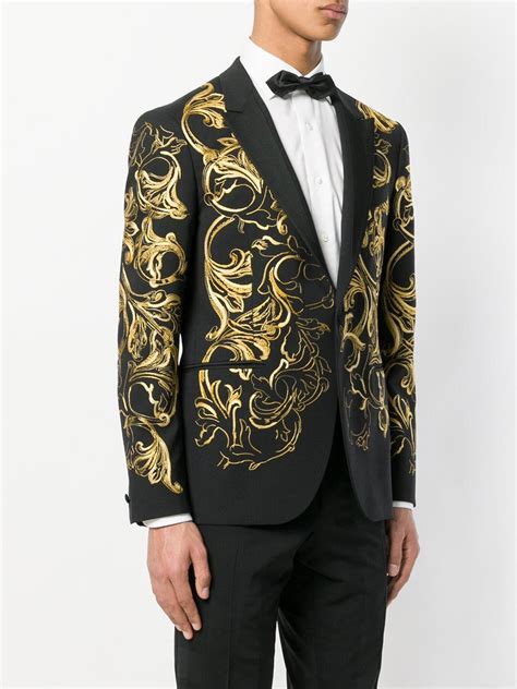 versace long tuxedo|Versace black suit.